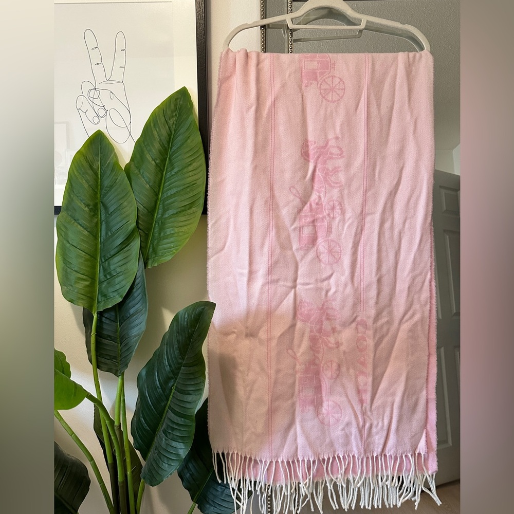 Coach Pink Fringed Scarf